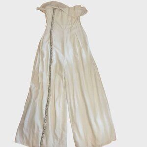 ALTAR’D STATE White Off Shoulder Wide Leg Jumpsuit XS Pocket Summer Party Bridal